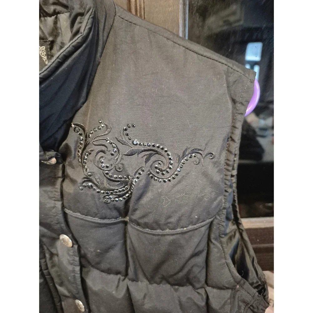 Cowgirl Hardware Black Embellished Puffer Vest‎ Western Style Women's Size M - Picture 5 of 12